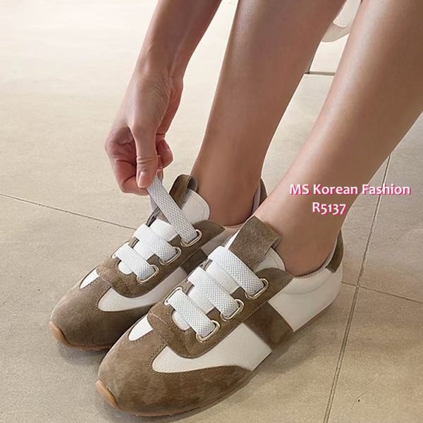 R5137 韓國🇰🇷拼色真皮免綁帶sneakers