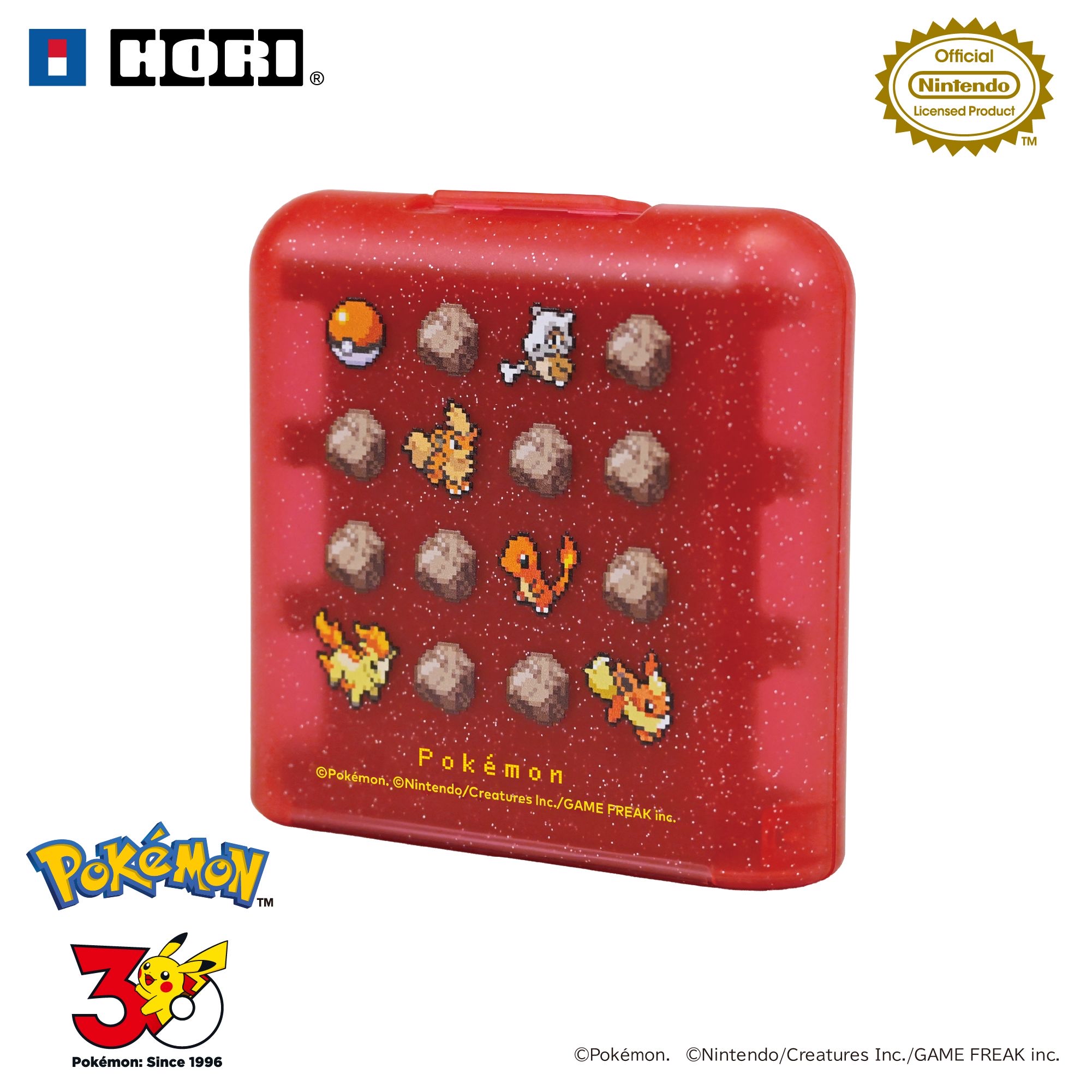 HORI NS2 24個裝遊戲卡收納盒 寶可夢像素風紅 (NSX-188)        HORI NS2  Card case for 24 cards Pokémon Pixel Art Red (NSX-188)
