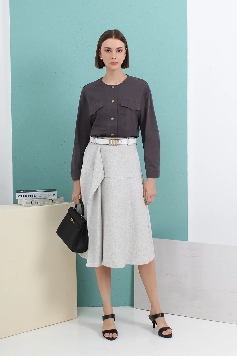 MF88108 Eleanor Drape Midi Skirt