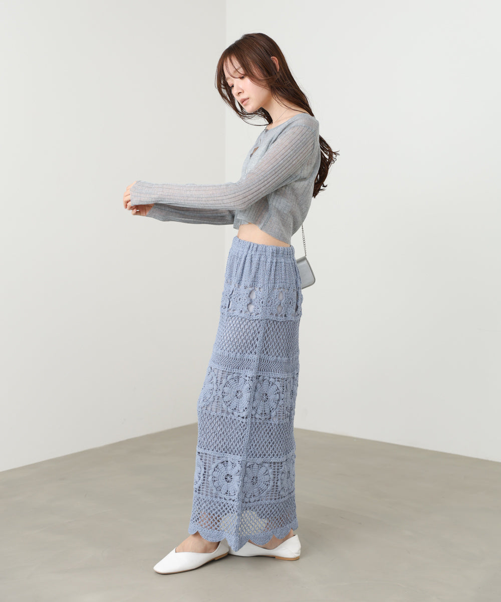 <JP> Premium 鉤針編織花花半裙* 3色入 <預購>