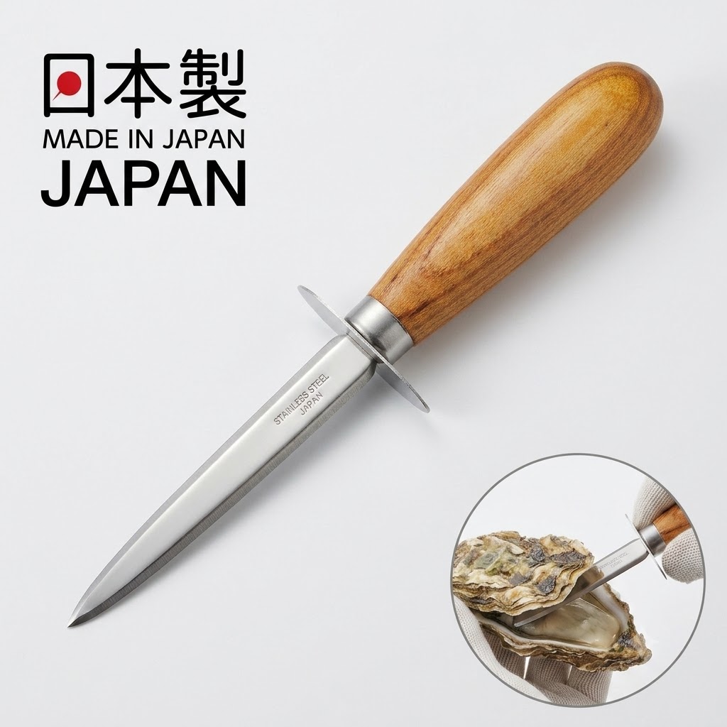 🔥🔥【日本製《北正》專業級帶護手擋板天然木柄生蠔刀】