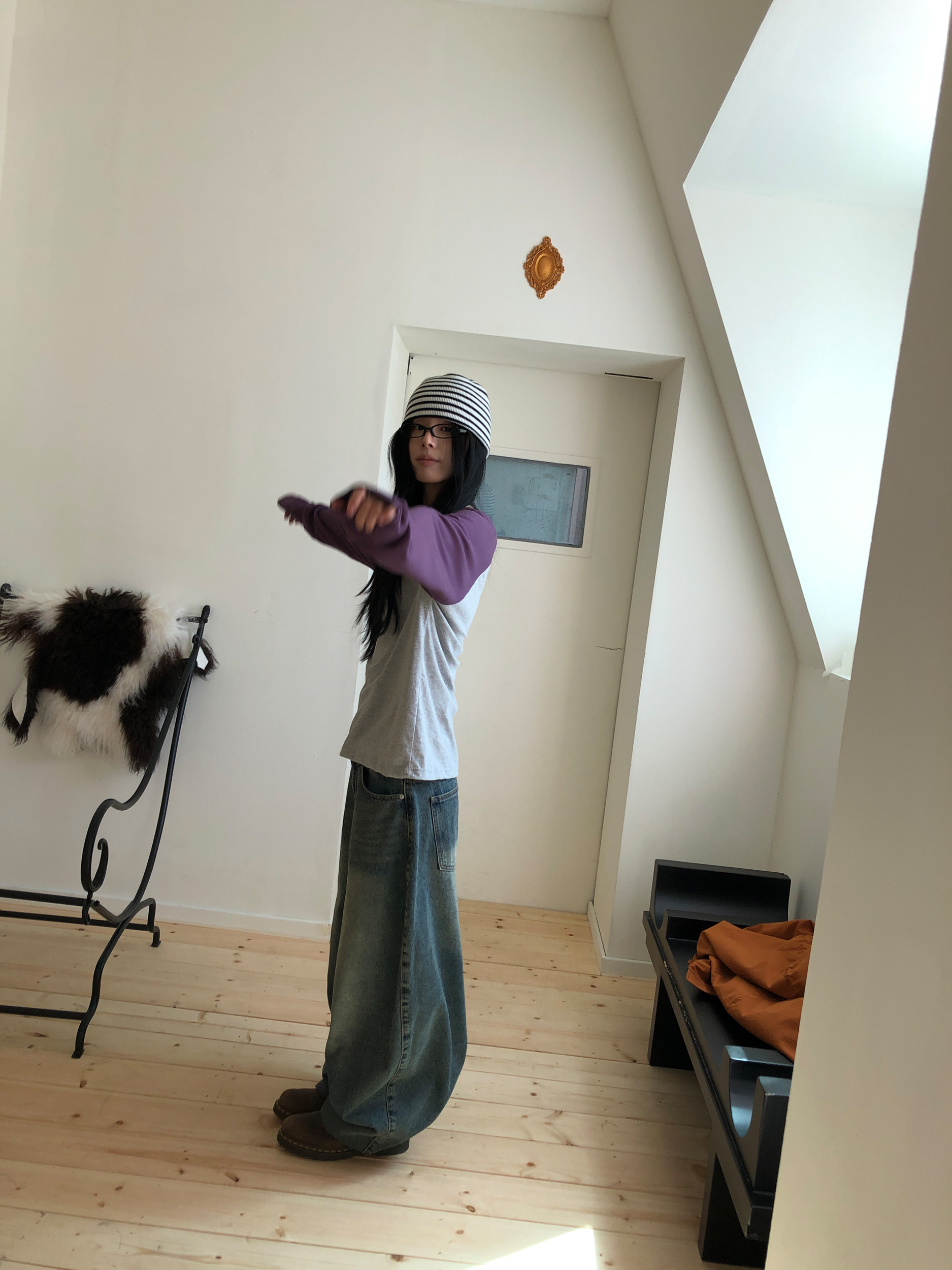 Washed Denim Balloon Pants