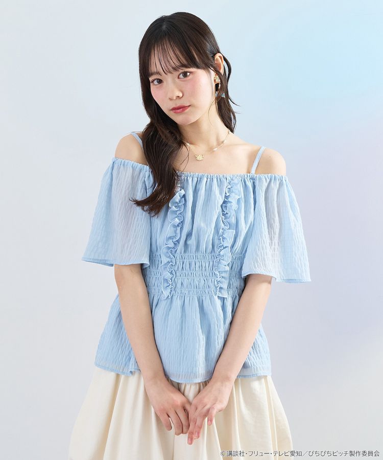 《Pre-Order》2-Way Shirred Blouse 兩穿皺褶上衣｜唱K小魚仙 Pichi Pichi Pitch X earth Japan Label (26PP07-P)