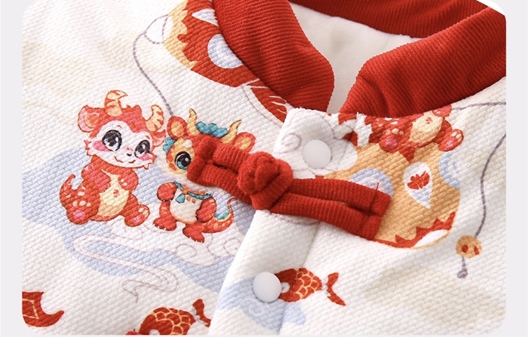 🧨新年款預訂🧨中國風印花連小魚袋夾棉連身爬服/分體套裝