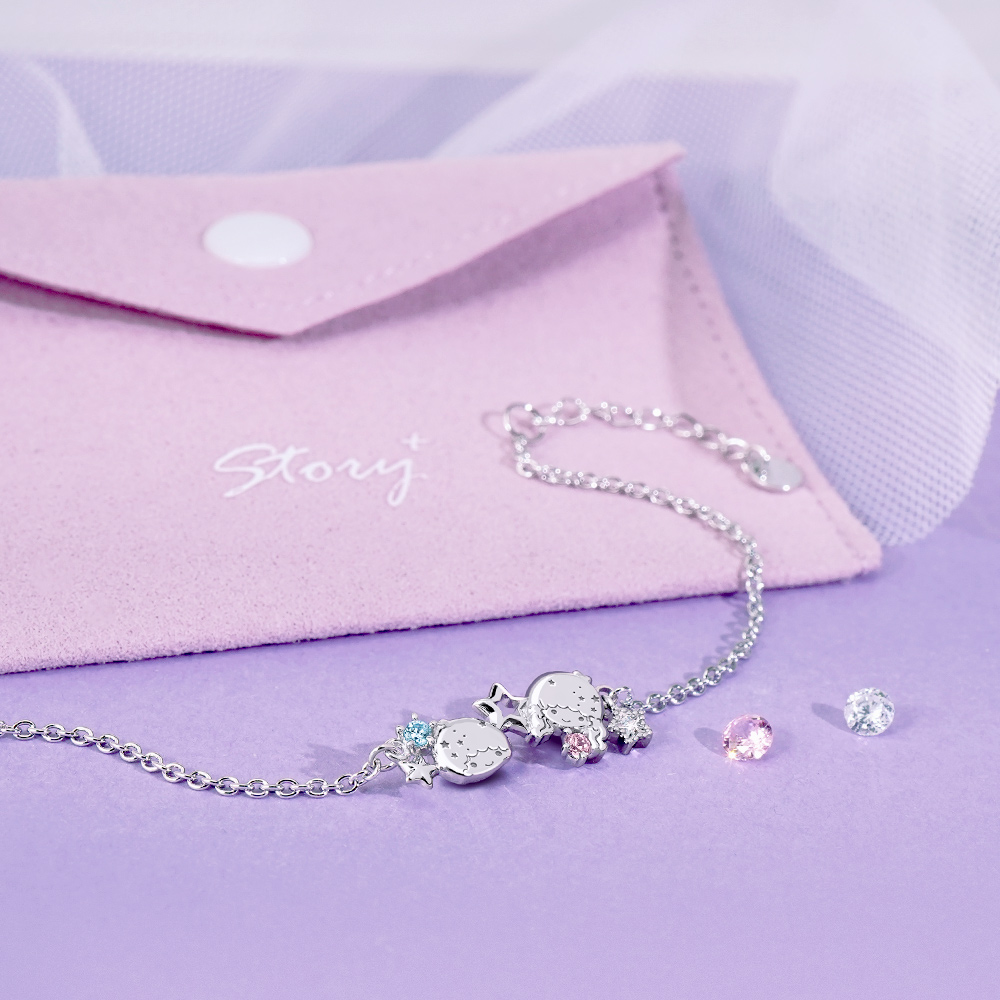 📦訂購 台灣限定 STORY 故事銀飾 X 三麗鷗 Sanrio Little Twin Stars 50th星舞系列 雙子星晶鑽純銀手鏈
