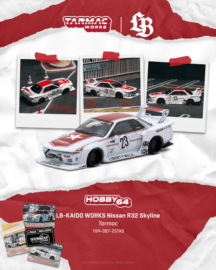 （預訂 Pre Order) Tarmac Works ( T64-097-25TAS ) LB-KAIDO WORKS Nissan R32 Skyline Tarmac