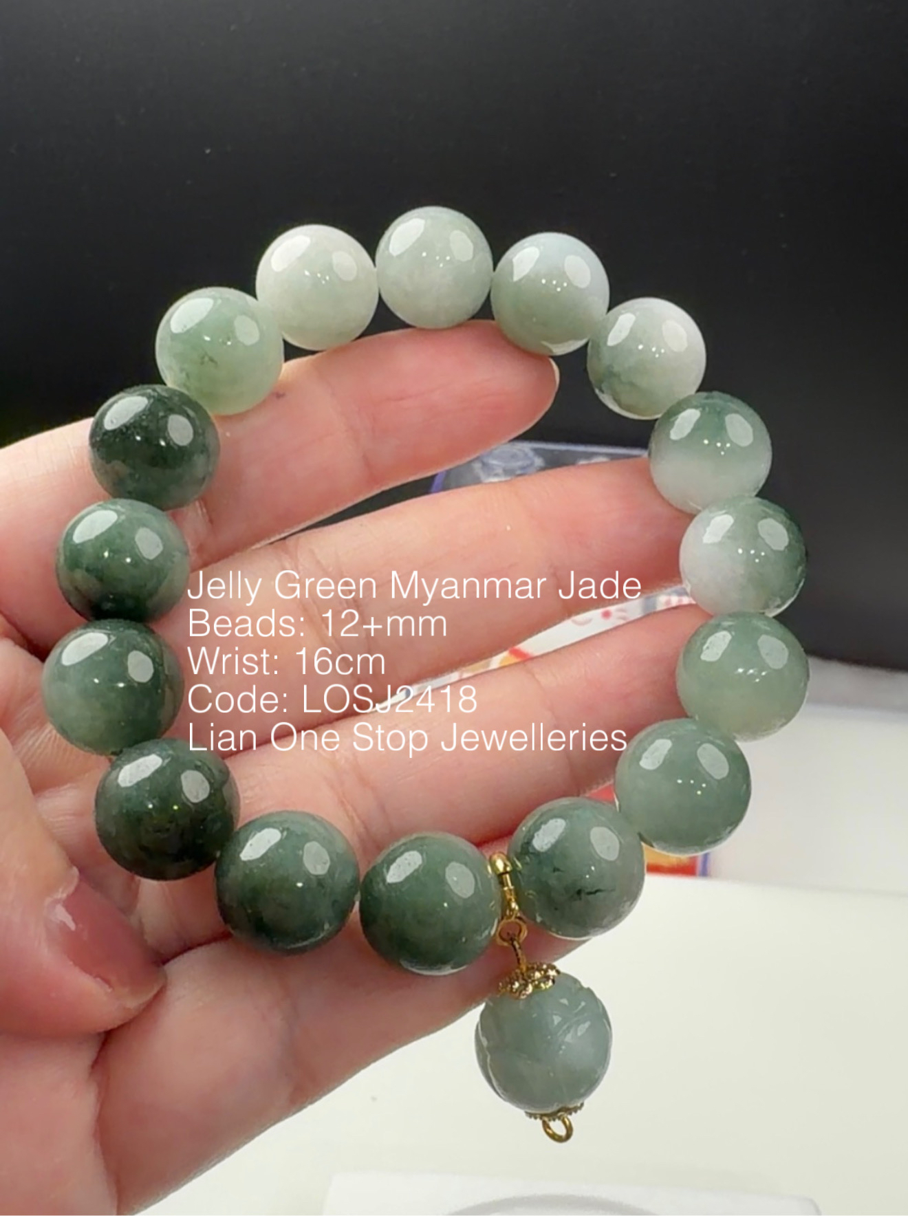 Code: LOSJ2418 Jelly Green Myanmar Jade 12+mm