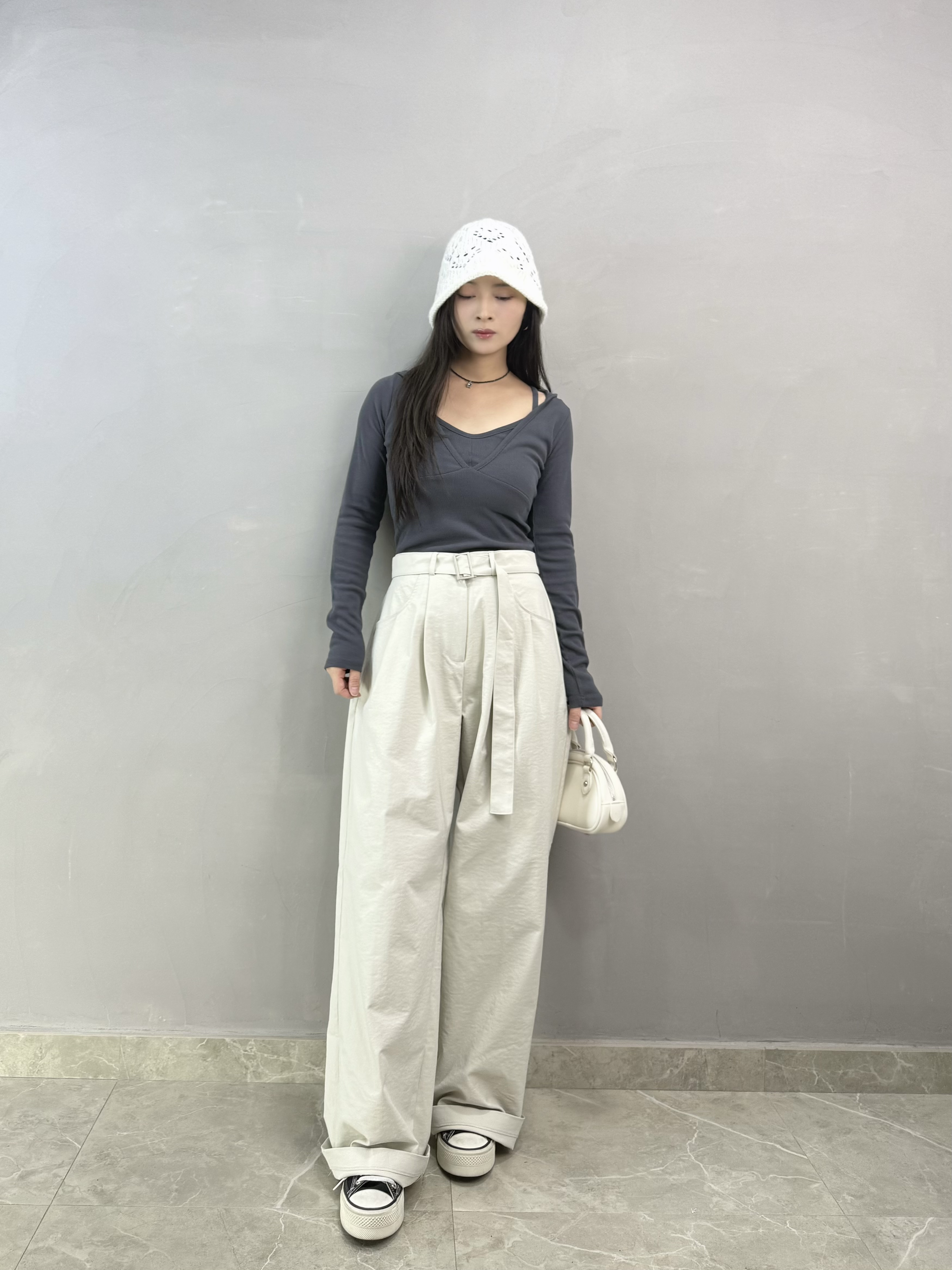 F19 連Belt闊褲