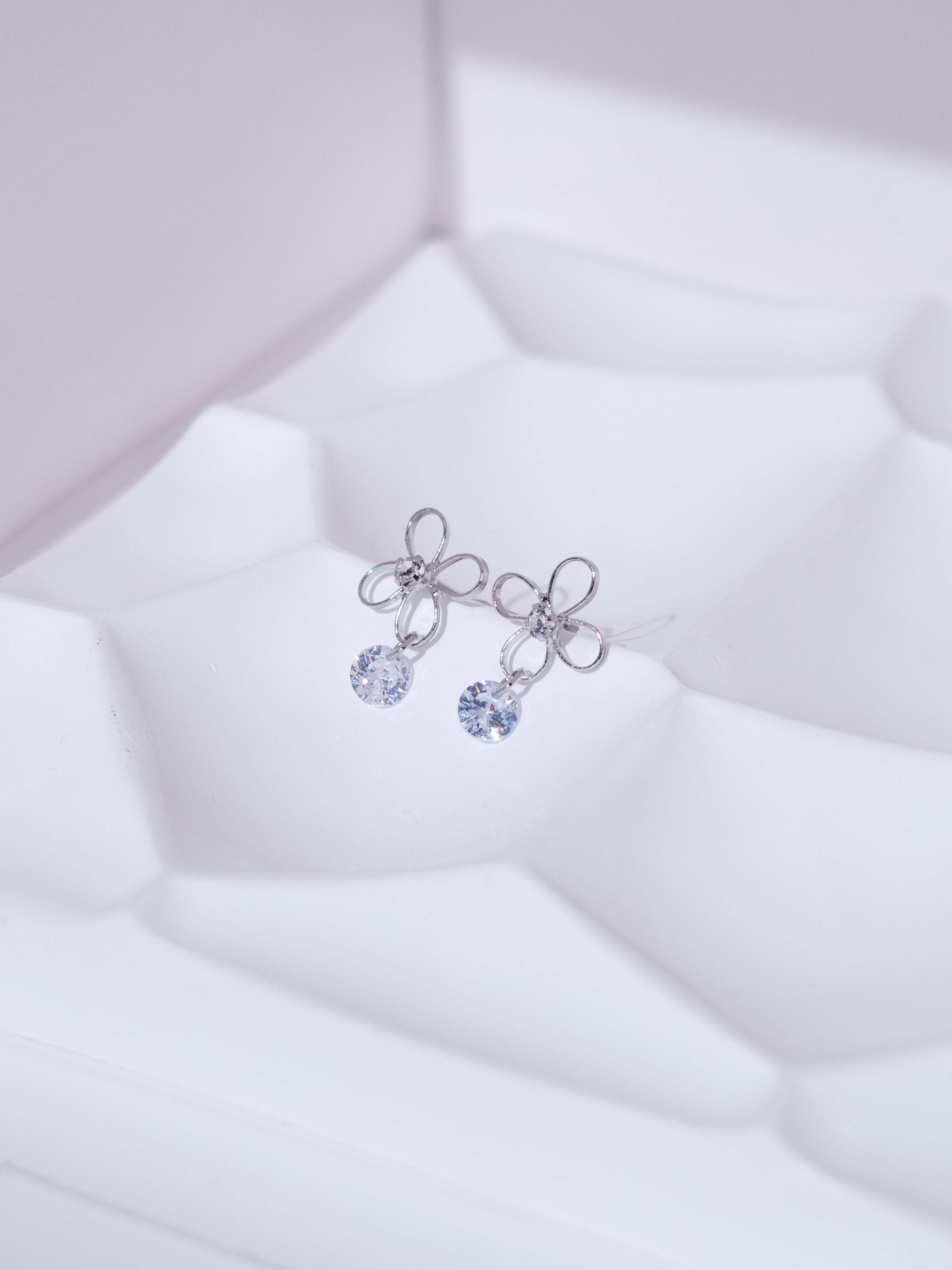 Radiant Flower Drop Stud Earrings