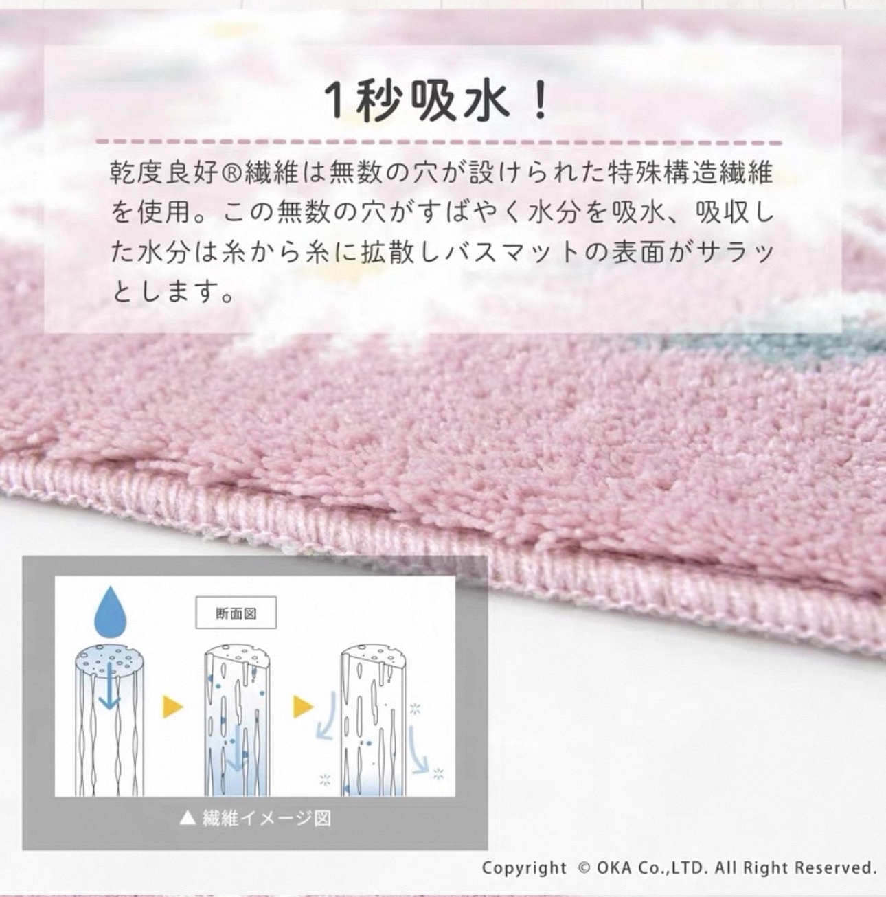 日本Oka 小雛菊花朵浴室墊