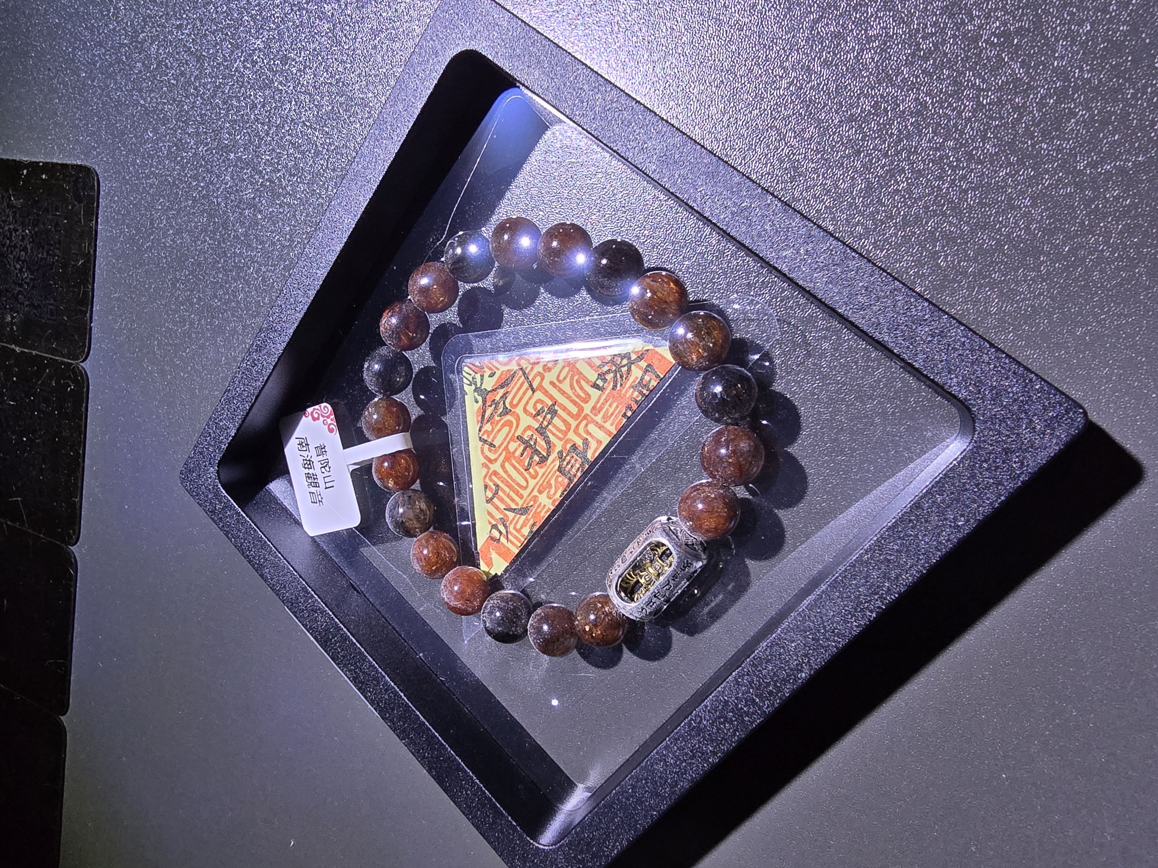 (已開光加持) 高質(轉運筒珠)黑金超7 9.5+mm (No.PUT725)