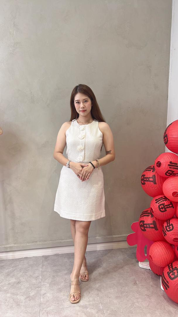 CD2089 MINI ROSES TWEED SHORT DRESS