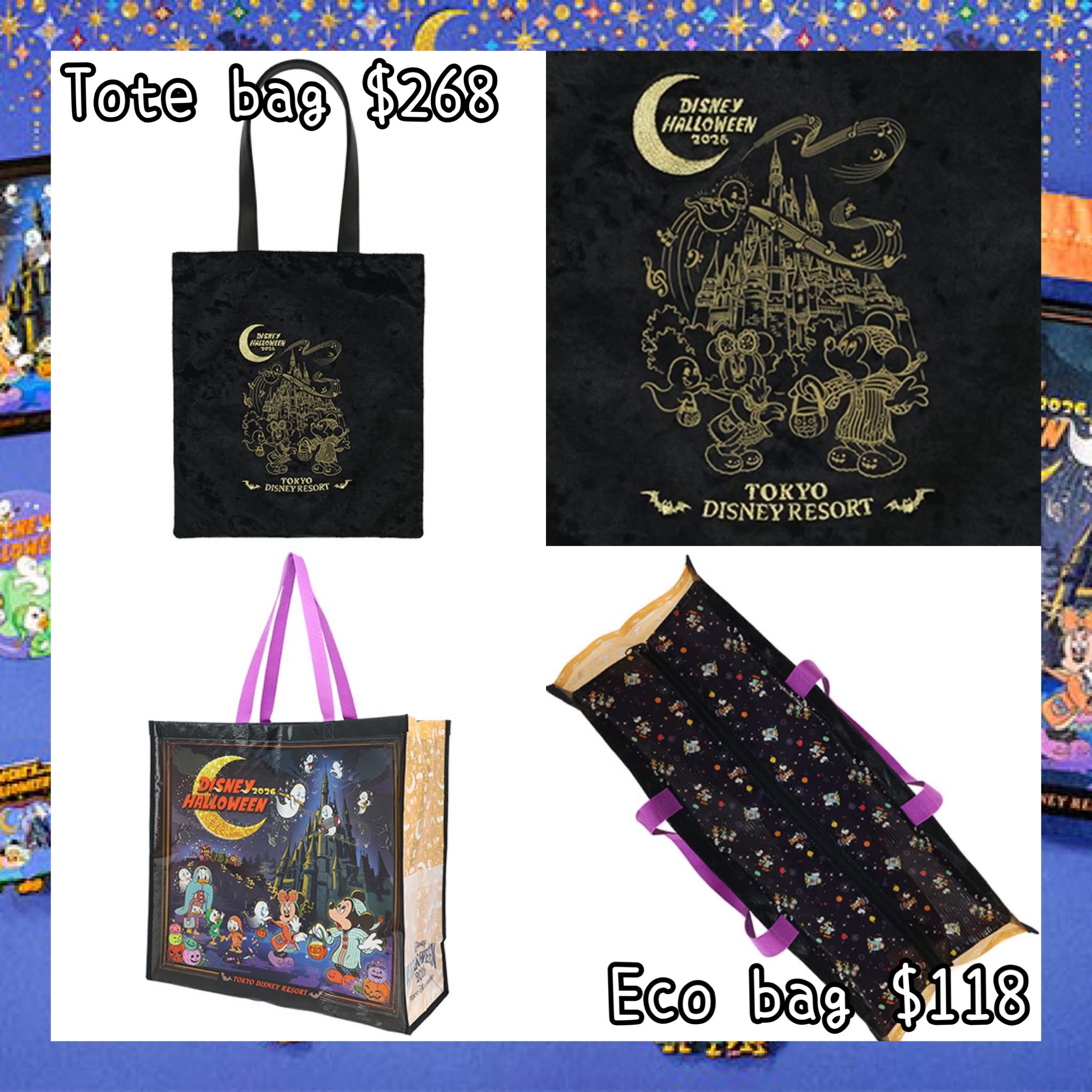 ：日本：DISNEYLAND園區產品 2026 DISNEY HALLOWEEN 15/9 日本發賣 TOTE BAG ECO BAG