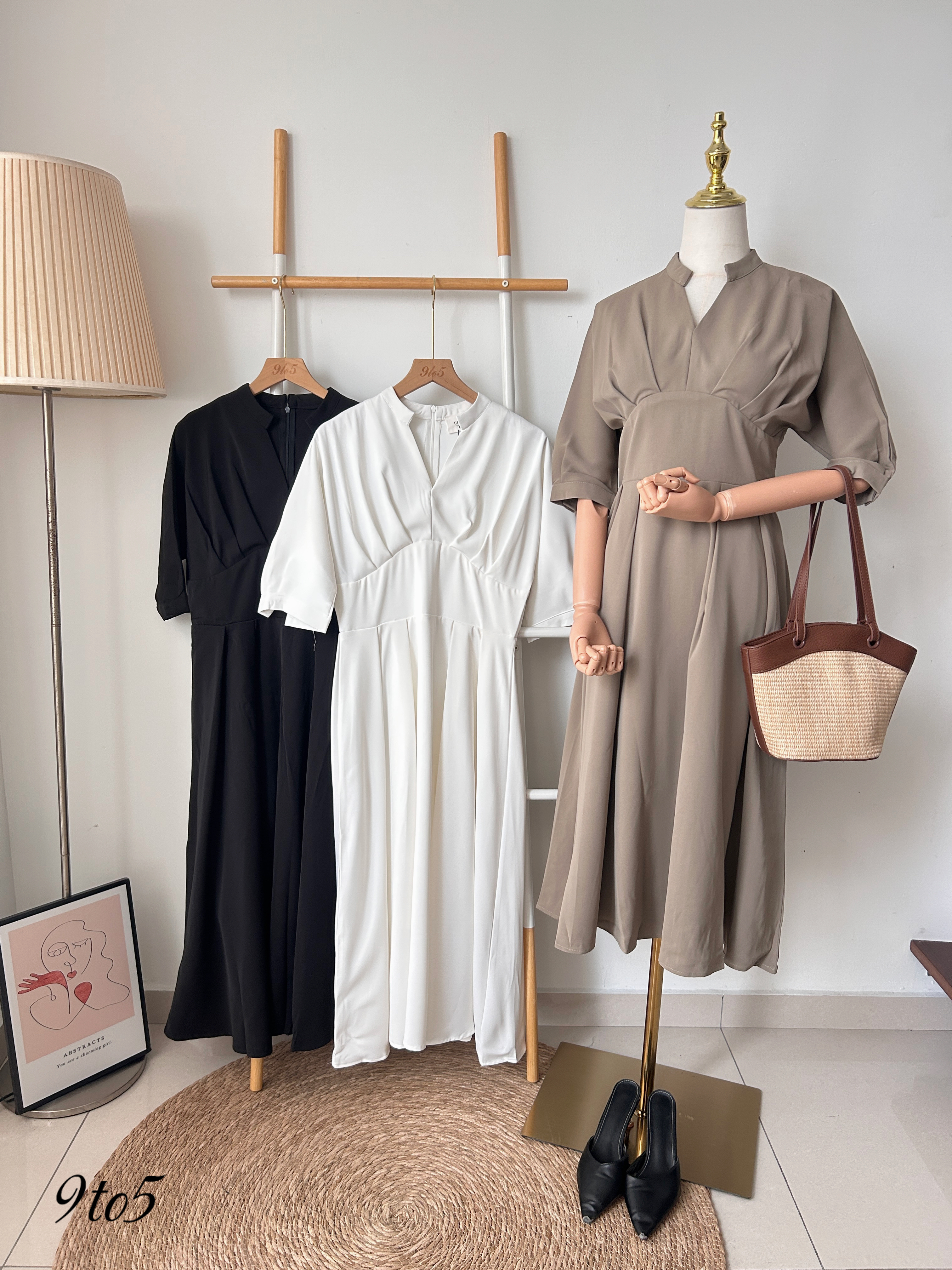 D2339 V Neck Dress - 3 Colors 