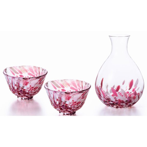 日本製 - ADERIA GLASS - 日本津輕びいどろ - 櫻吹雪清酒杯套裝（一壺兩杯）
