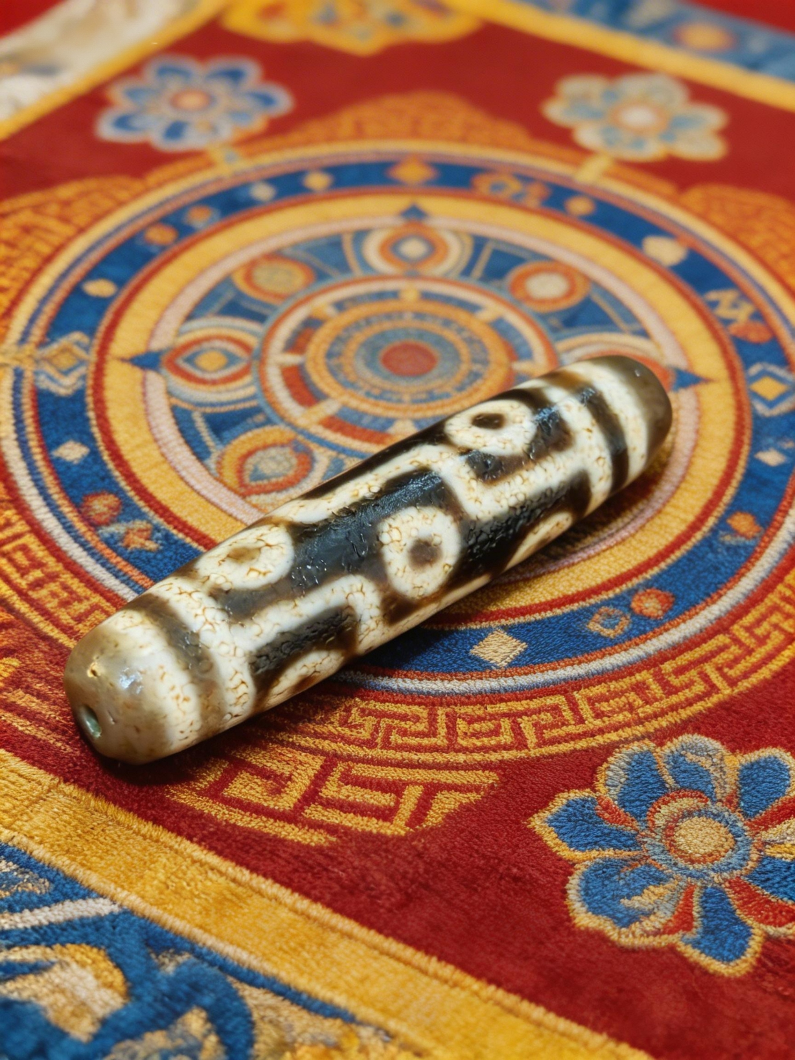 「牙黃九眼天珠」26037