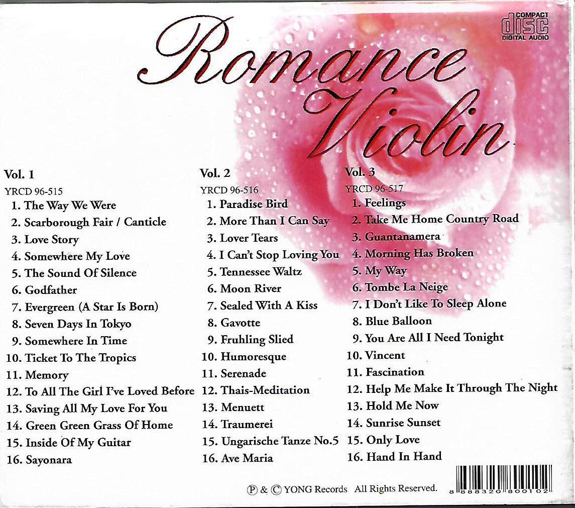 Romance Violin Vol.1 3 CD 48 Evergreen Love Songs in Instrumental