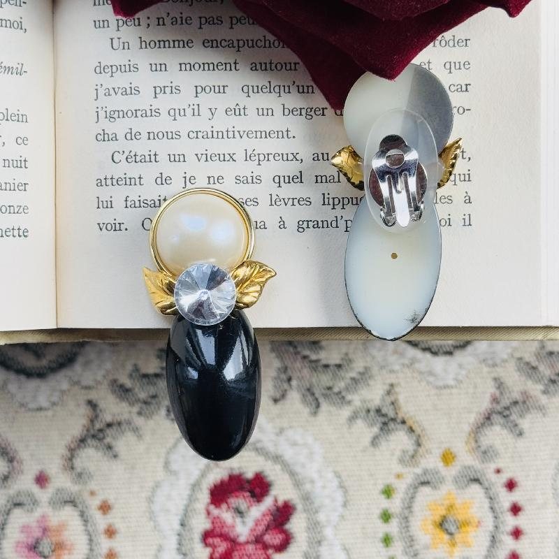 Vintage 1980s Dramatic Trio-Colour Statement Clip Earrings (MT2236)