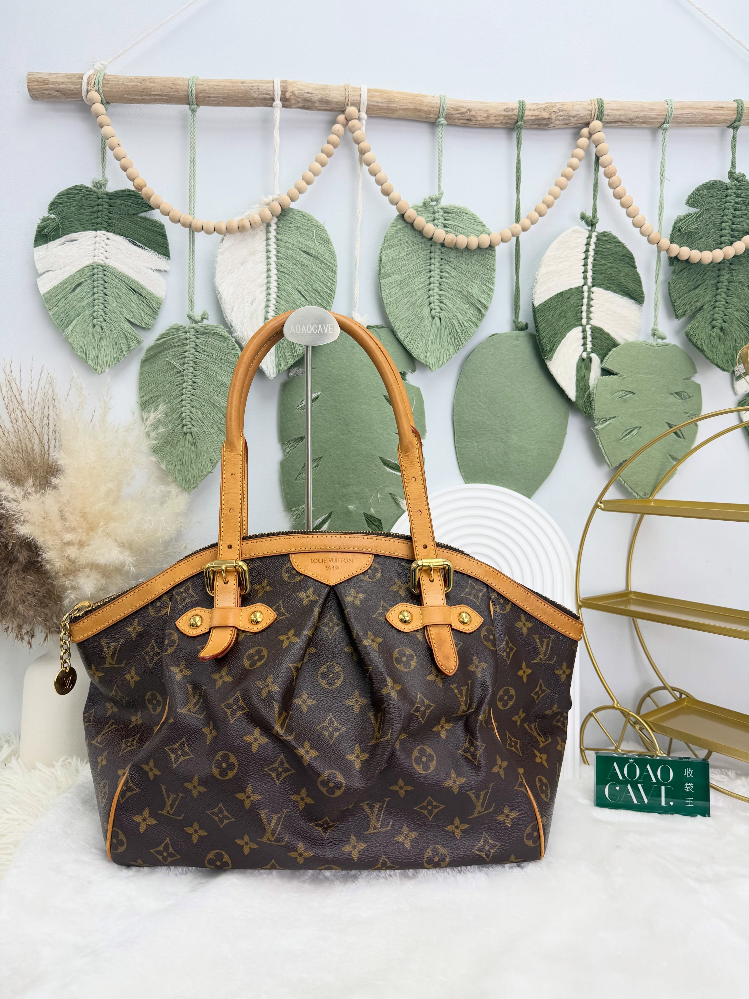 Lv👜 PRE OWNED 🛍️啡色老花 Tivoli GM size餃子袋  有塵袋 🥟🤎