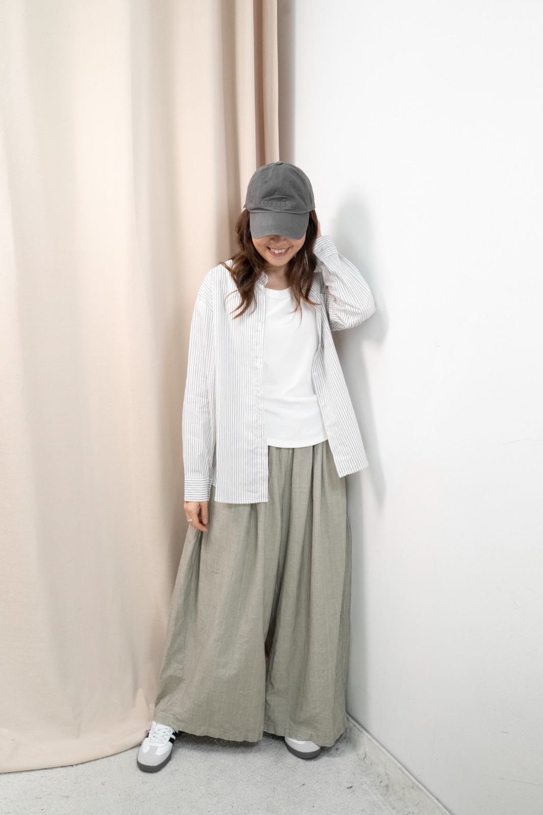 直間紋Smart causal 襯衫（米啡間）