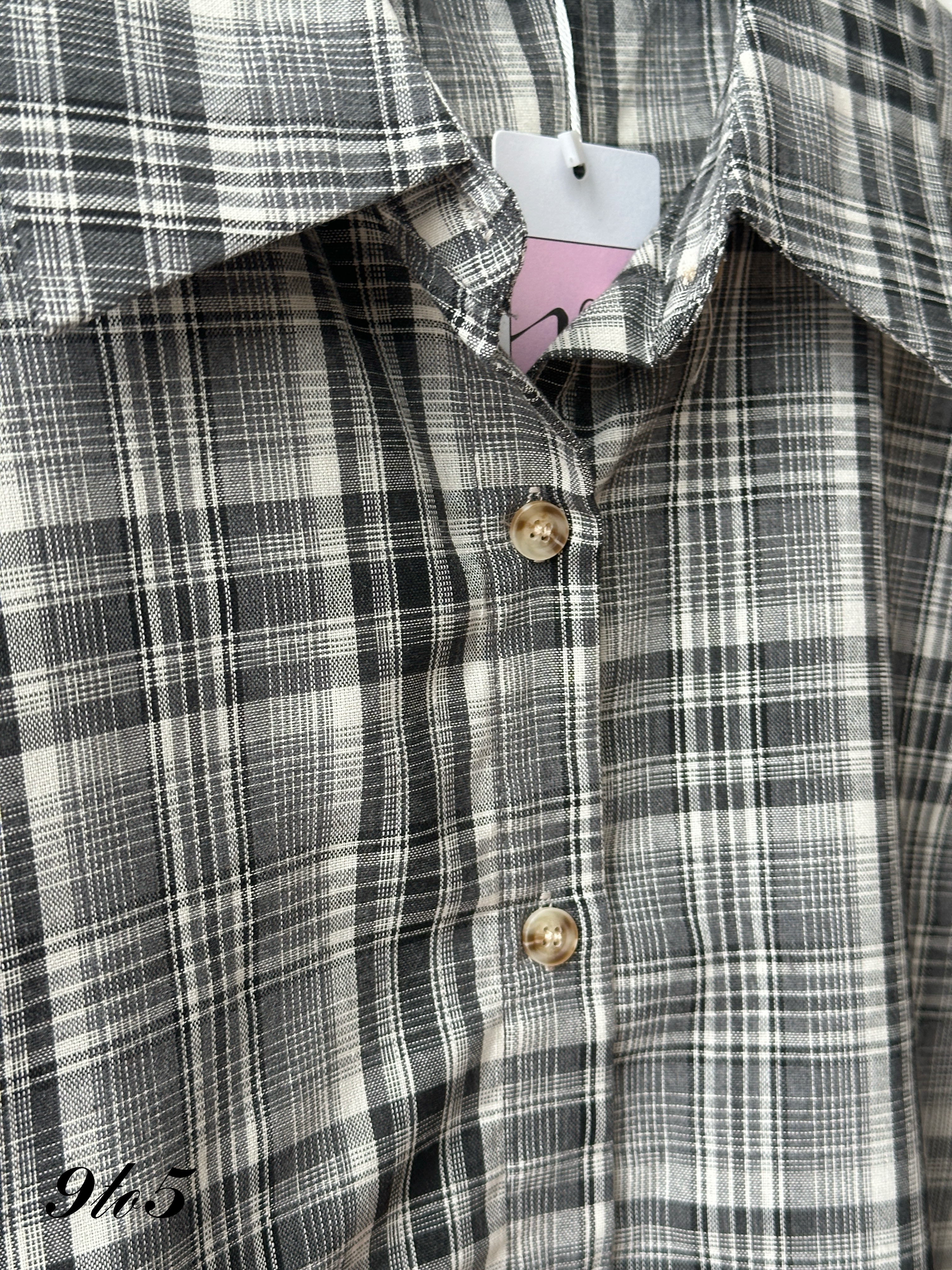 T4280 Cape Sleeve Checkered Shirt - Black & Blue