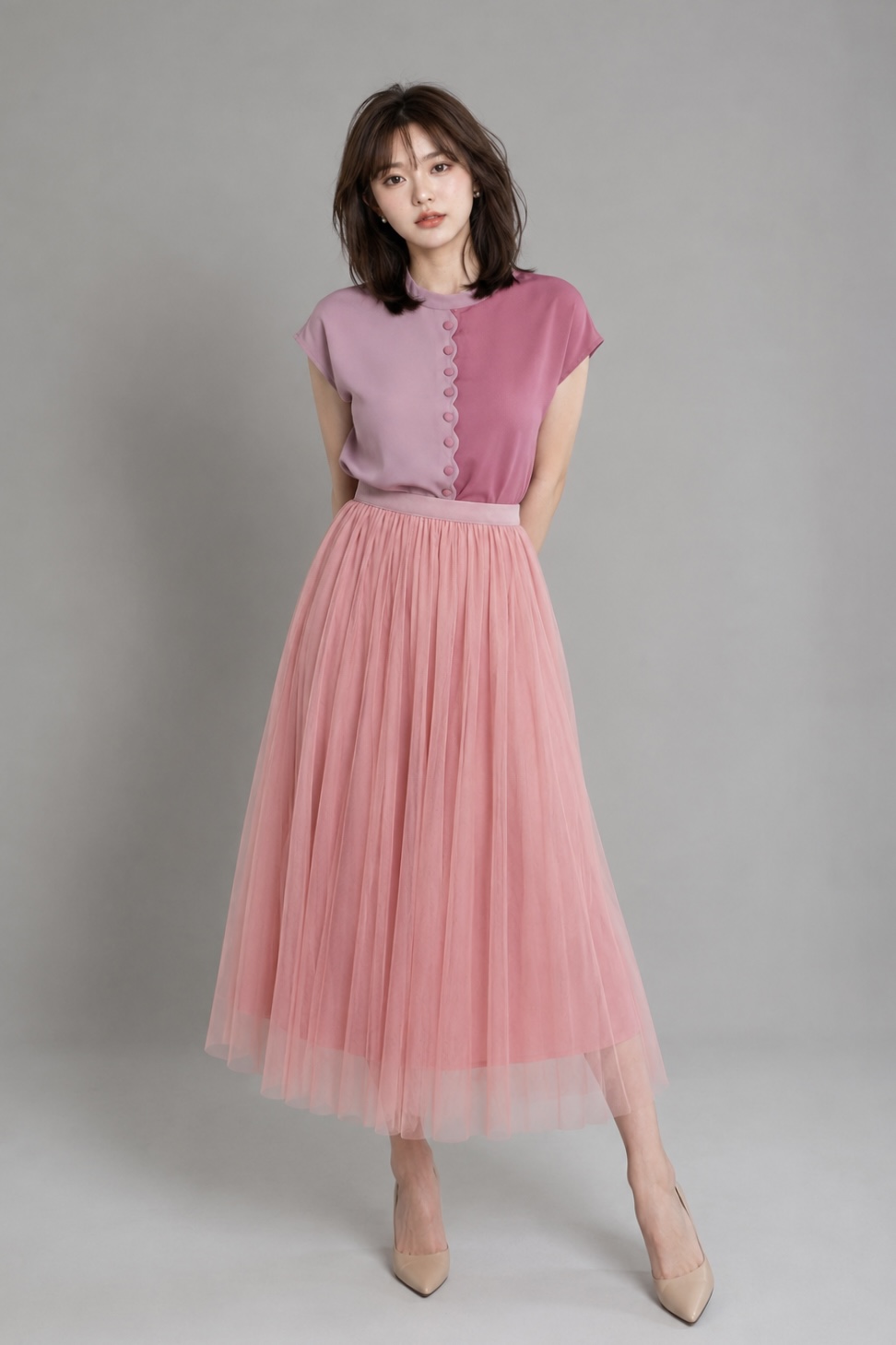 931 Ethereal Tulle Midi Skirt