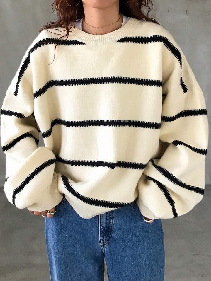 復古條紋針織毛衣