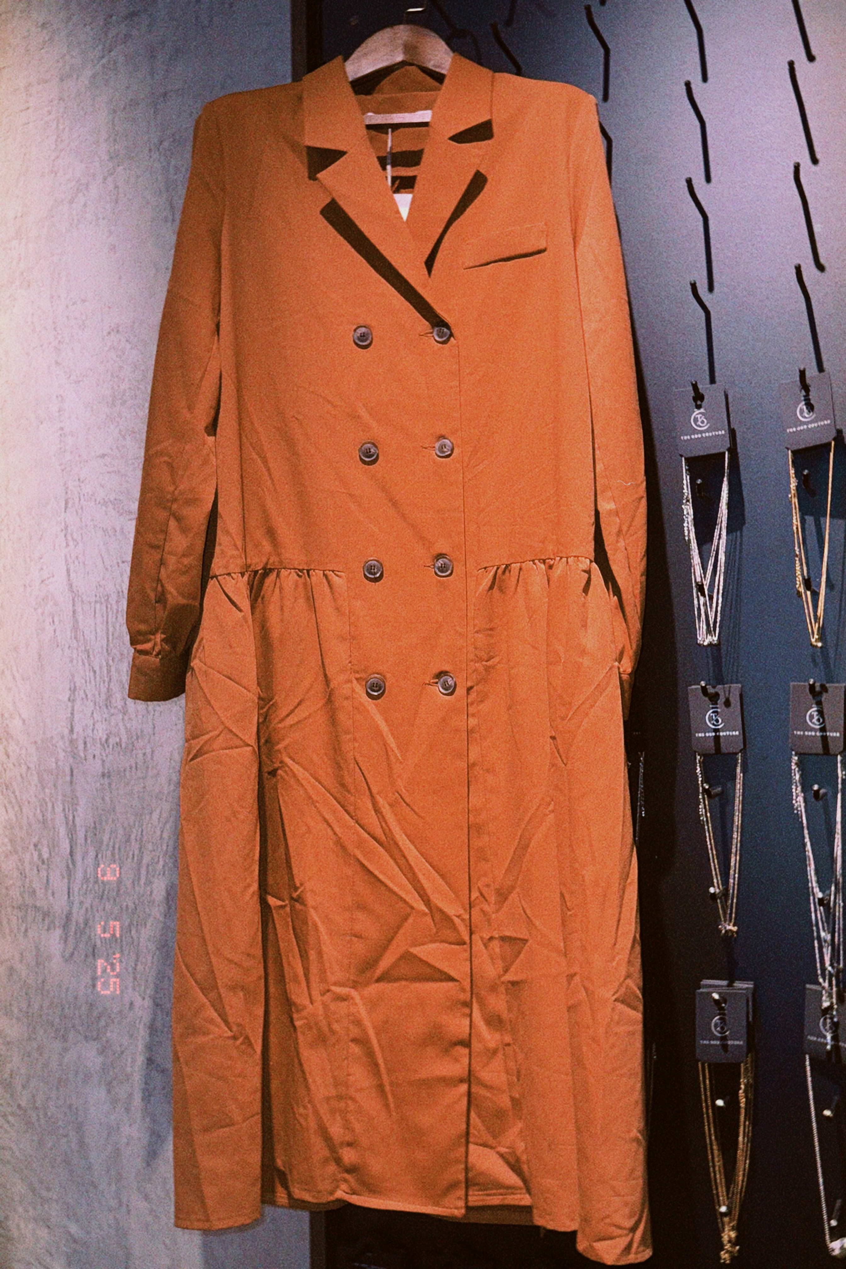 Korea Dress - British Style Trench Coat Dress (Orange)