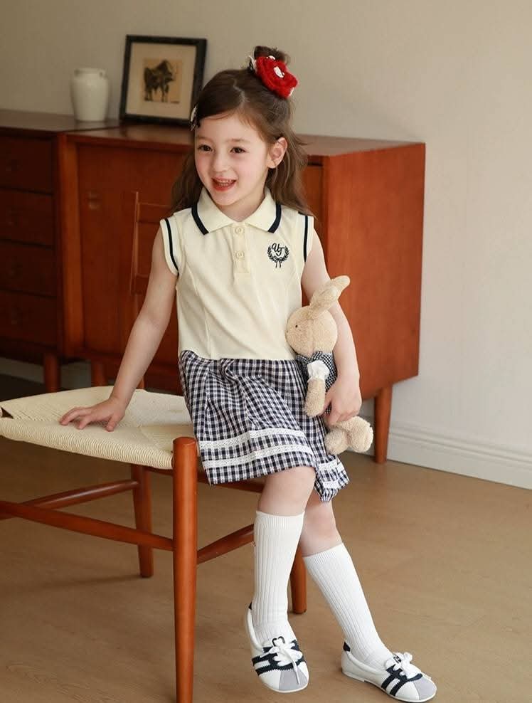 A51 女童Polo领学院风连衣裙