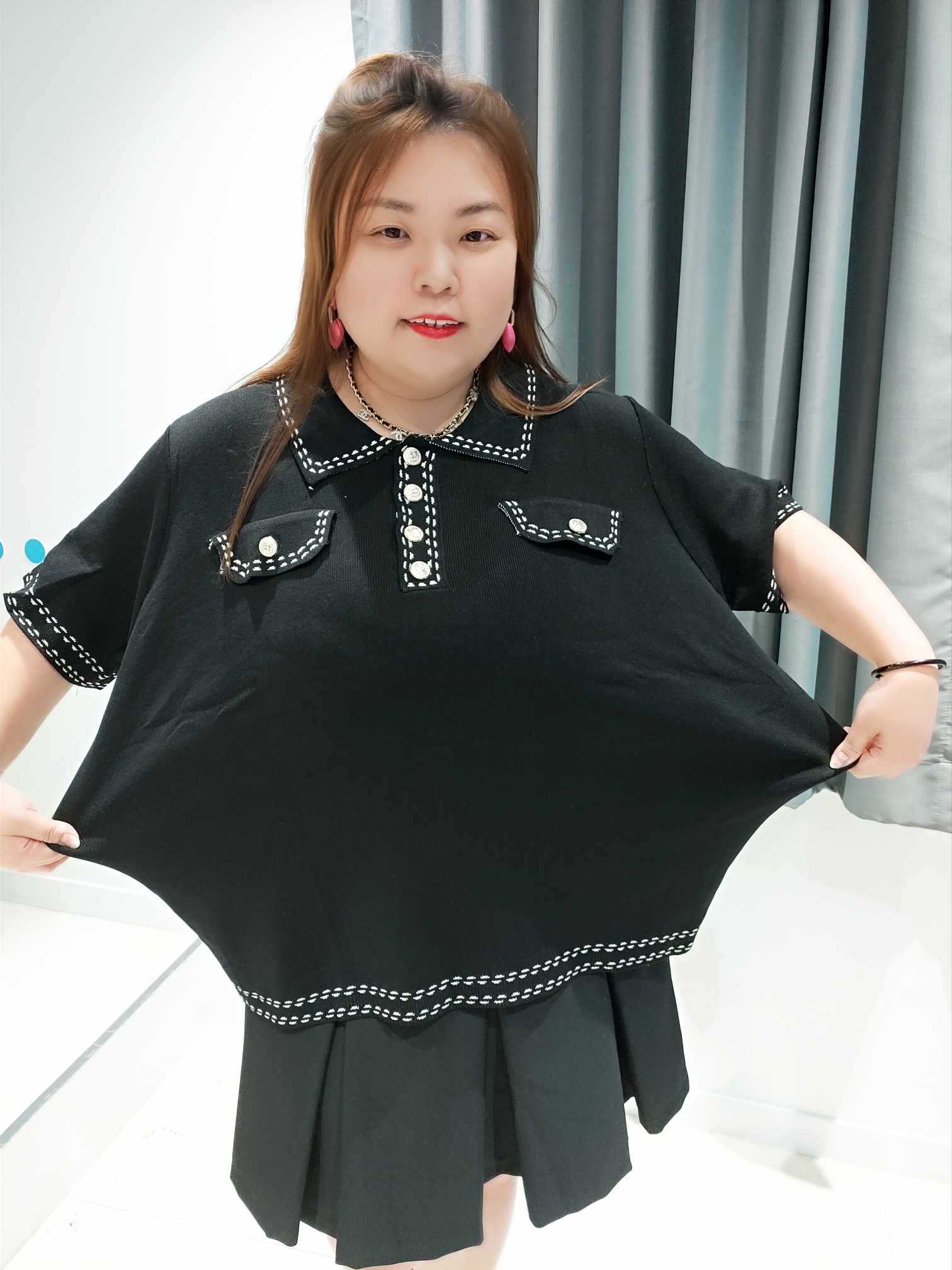 DSE19 边拼设计款针织上衣