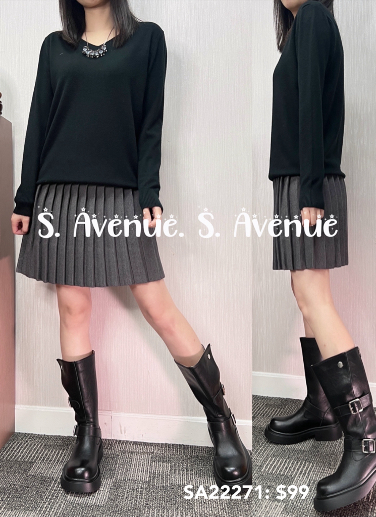 SA22271: 長袖V領淨色線冷top