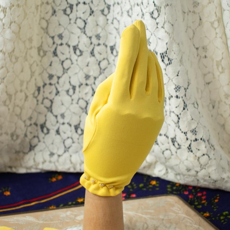 New Old Stock -1960s Made in Japan Pearl-Studded MOD Gloves(Yellow/Lavender/Pink)(MT331)