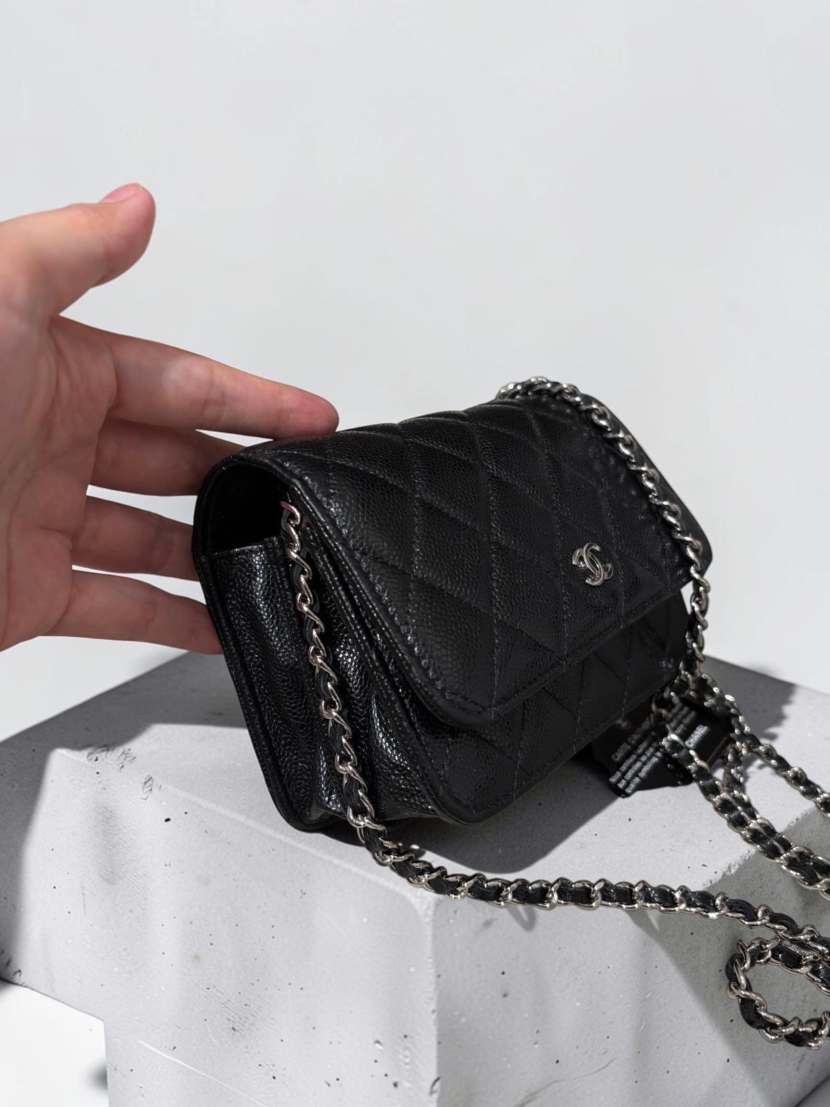 Chanel wallet on chain mini woc 黑色荔枝牛皮 100%Authentic ,95%new ✅card ✅Box