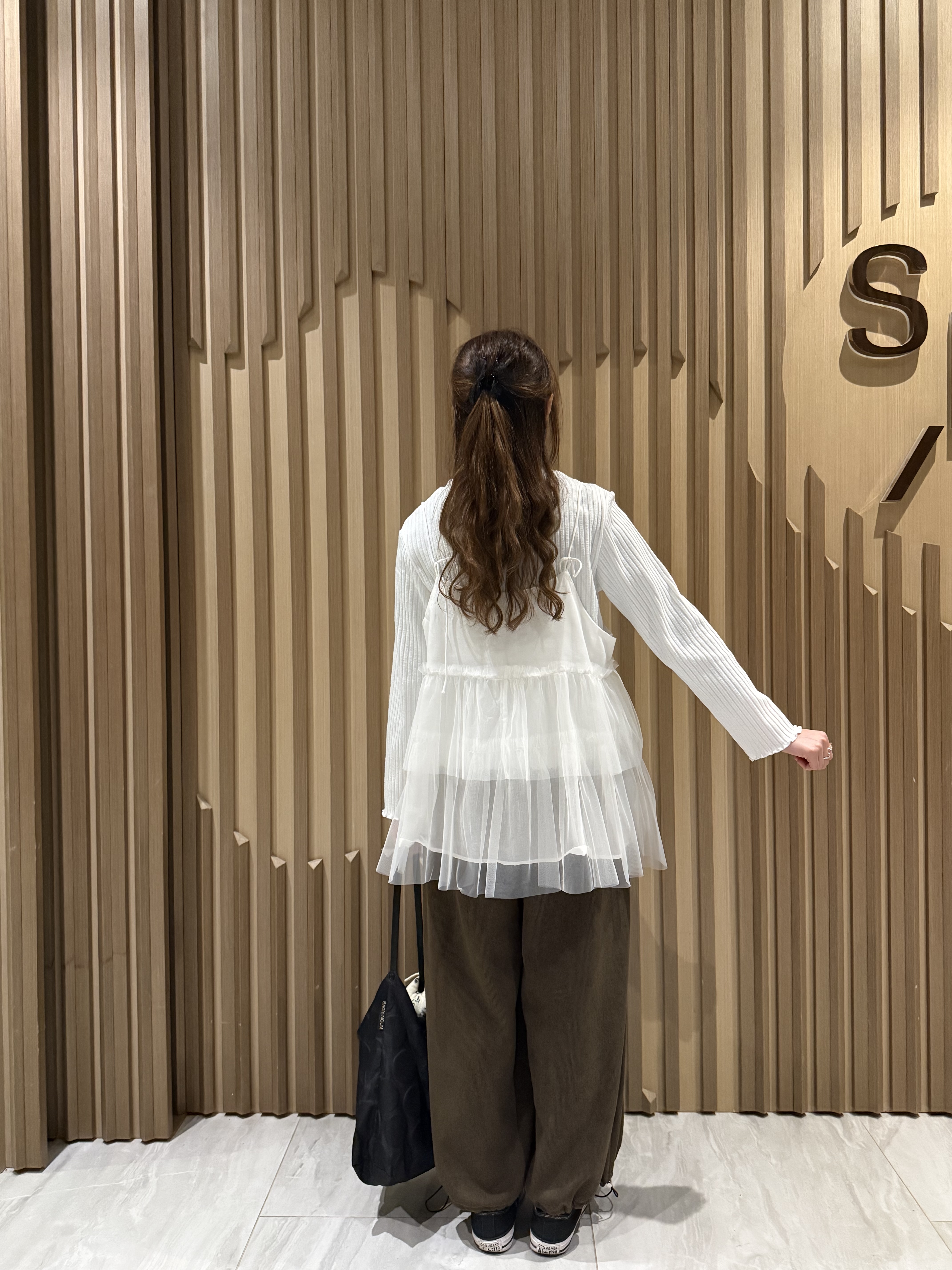 幼肩薄紗吊帶（白色）