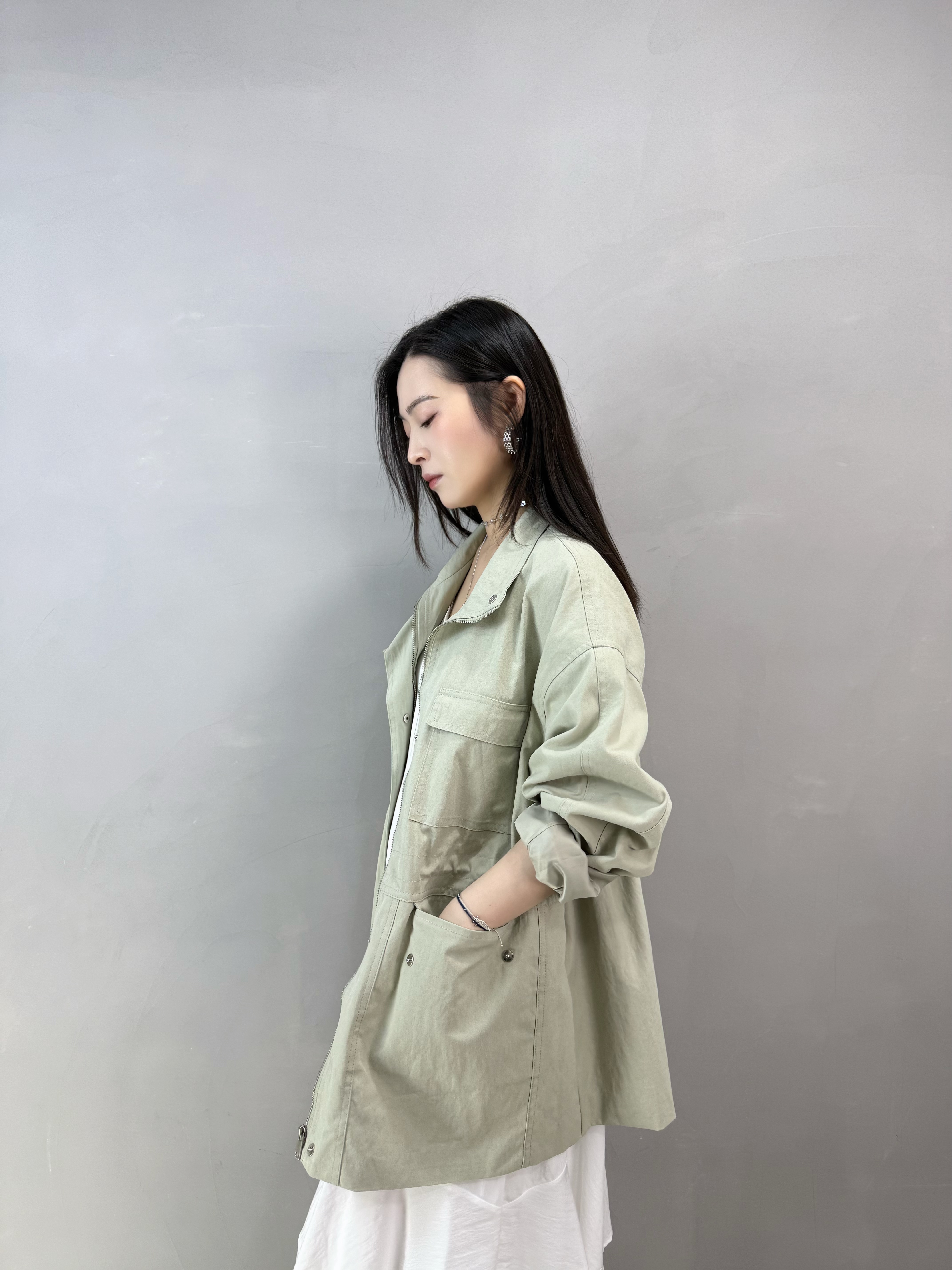 H75 洗水灰綠軍褸