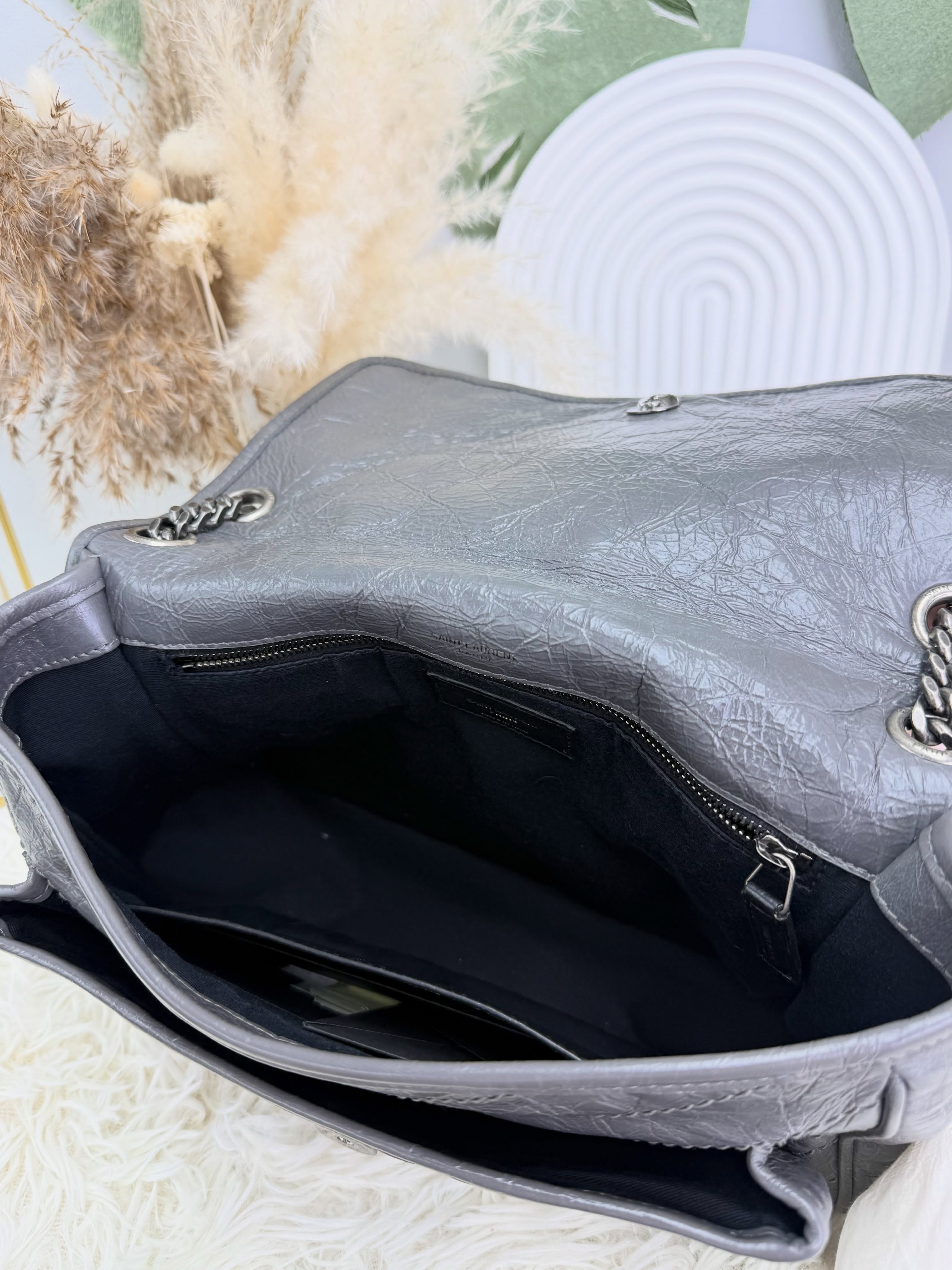 YSL👜 PRE OWNED🛍️NIKI Bag 大象灰 中號 