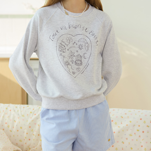 [NONLOCAL x SEOLLZZI] Line Heart Hand-Drawing Sweatshirt 