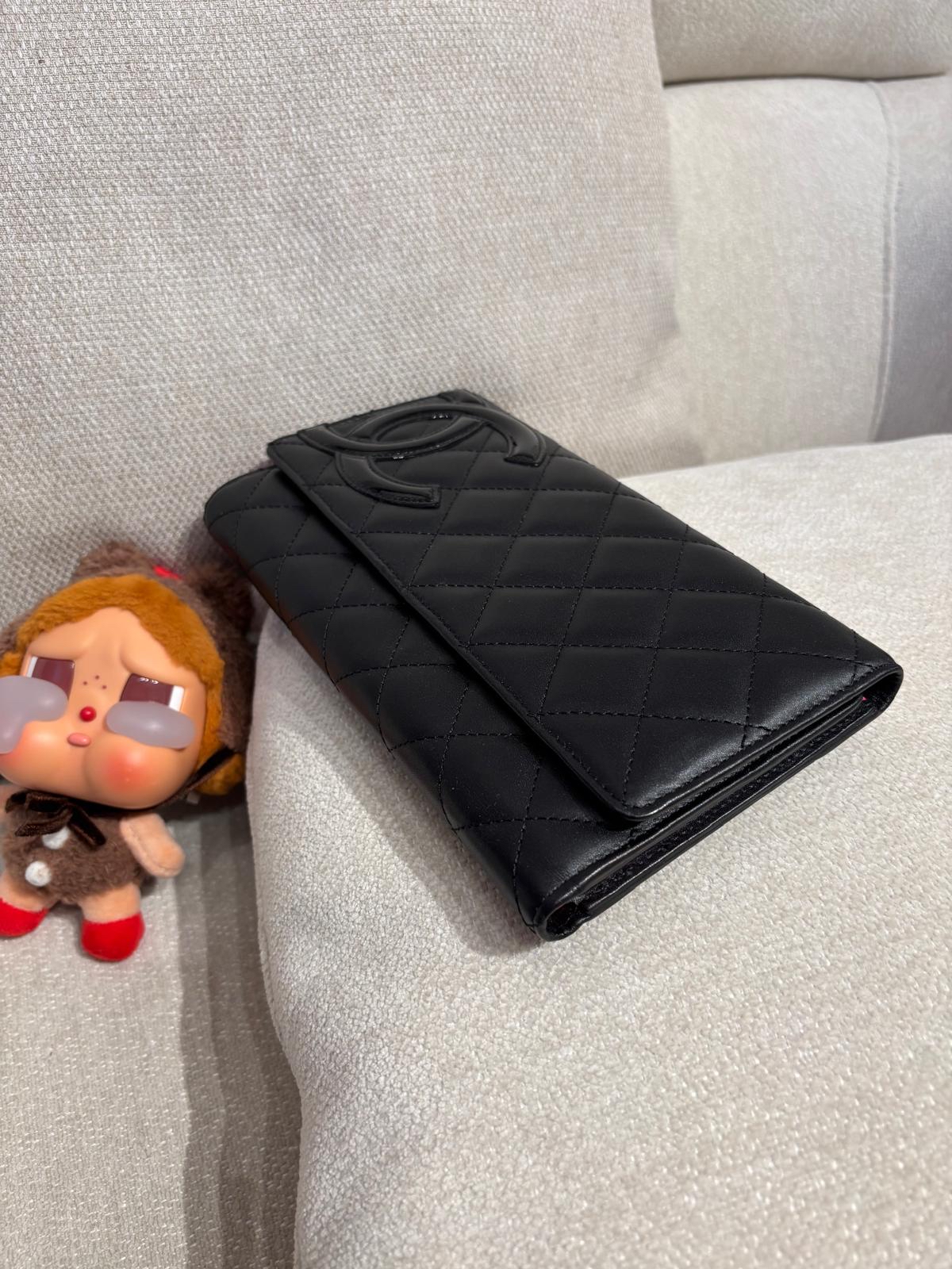 未使用品 Chanel cambon fold wallet calfskin 黑色牛皮絕版長銀包 100%Authentic, Unused ✅Card✅Box