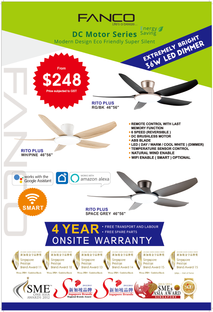 Fanco Rito Plus 5 blades Hugger Fan