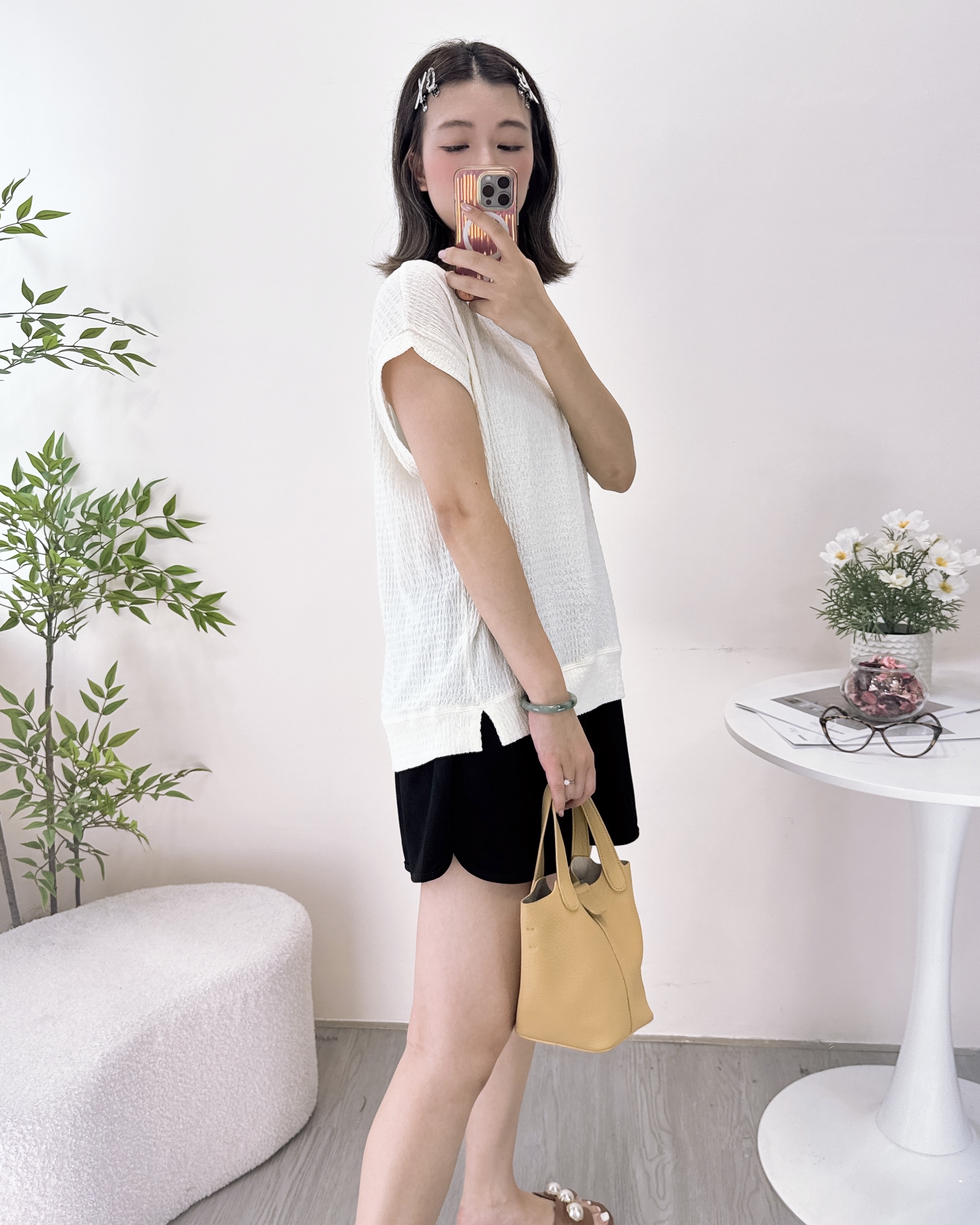 長青通爽淨色皺紋料上衣 4色