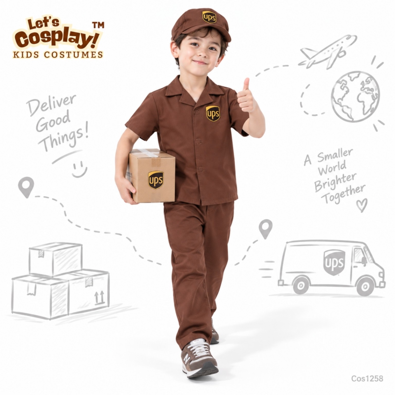 兒童 UPS 主題國際快遞員角色扮演服｜Kids Delivery Courier Costume Career Day COS1258