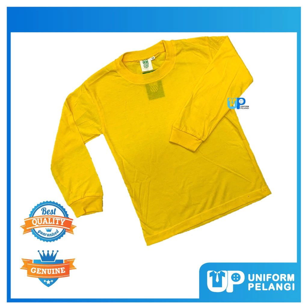 Tshirt Baju Rumah Sukan Lengan Panjang Warna Merah Biru Kuning Hijau Round Neck Sekolah Rendah to Menengah