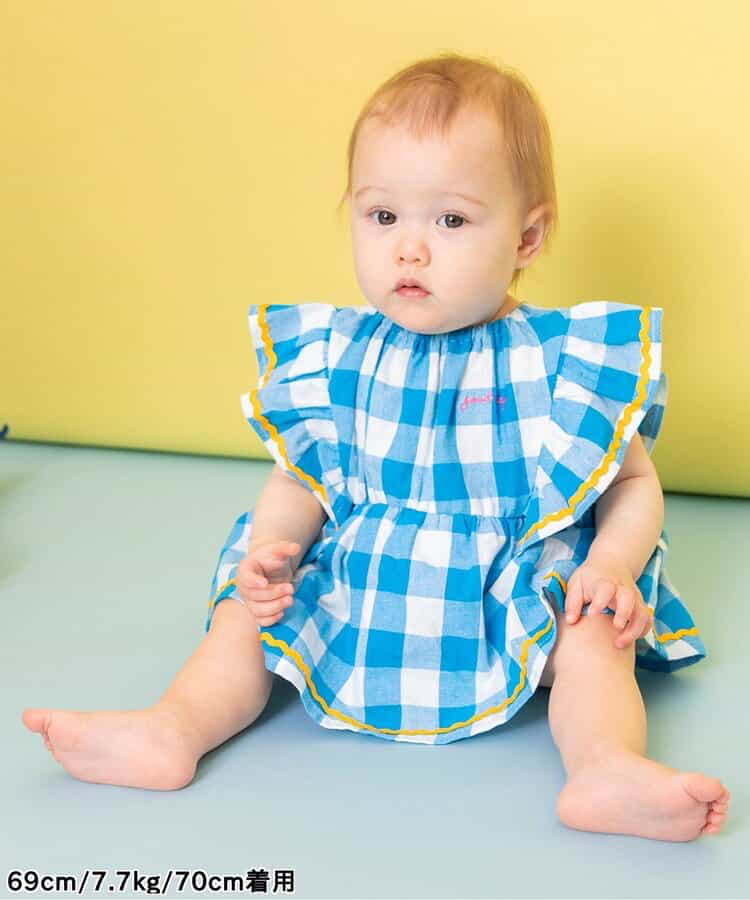 🇯🇵預訂 日本直送🇯🇵BREEZE 兩波浪荷葉邊格紋條紋短袖包屁裙