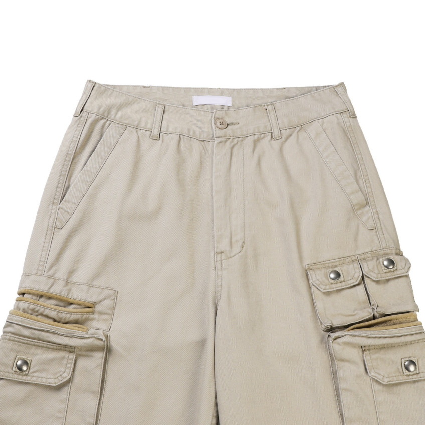 Cotton Wide-Leg Cargo Pants(Unisex)