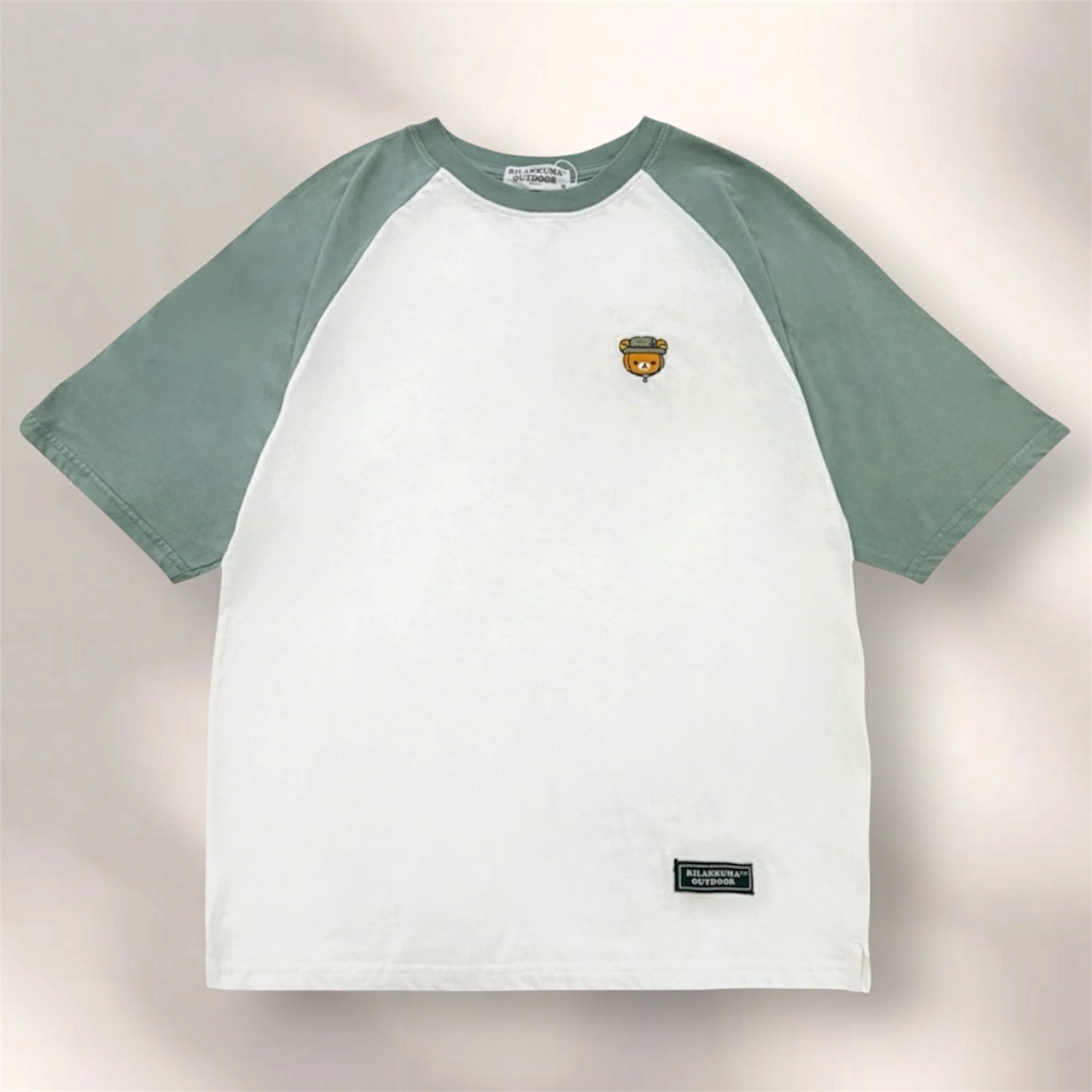 鬆弛熊戶外系列 刺繡拼色袖 Oversize 插肩短袖T恤（男女適用
