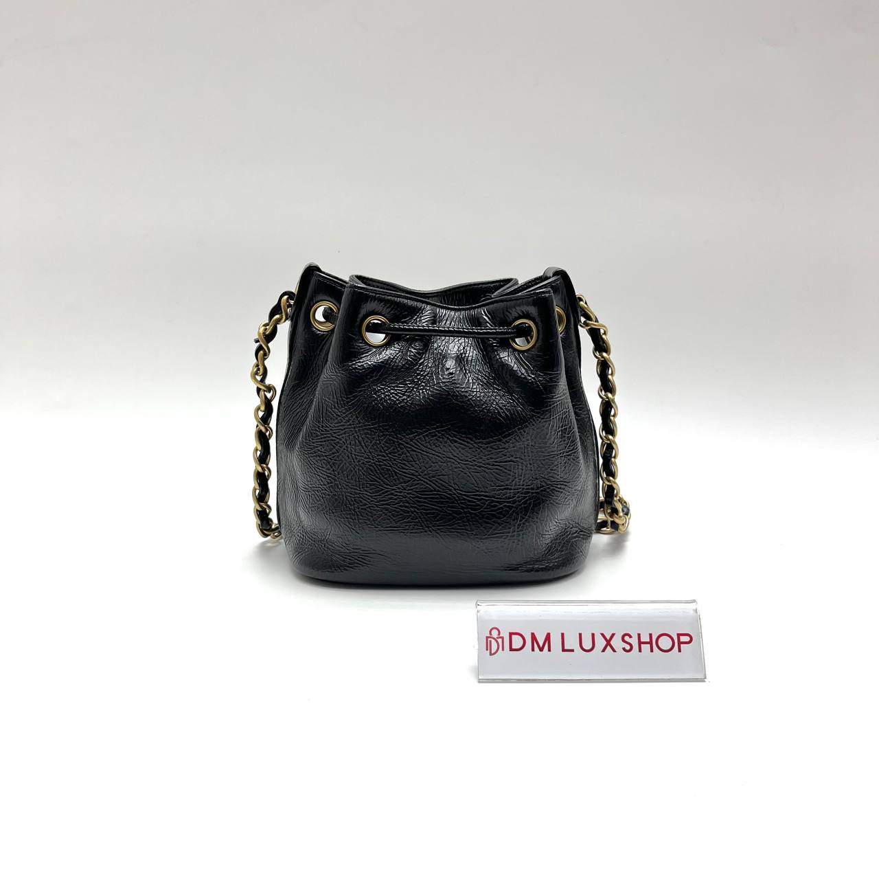 Chanel Black Calfskin CC Drawstring Bucket Bag (Serial 30, Y: 2020)