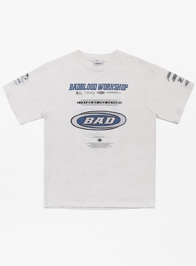 Badblood[w-tee24-035] F2 Old Effect T-Shirt - White | KAZUE
