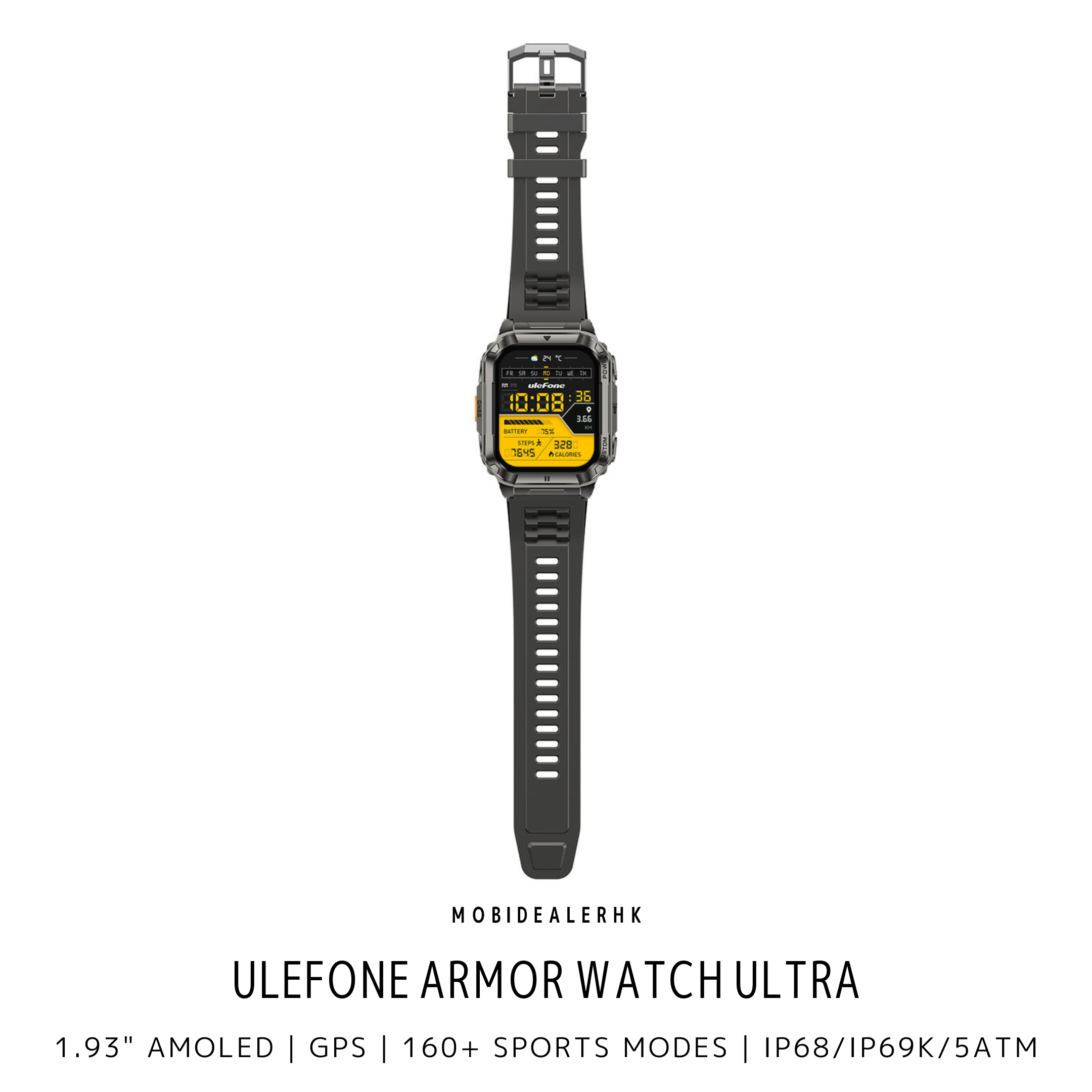 Ulefone Armor Watch Ultra | 歐樂風 Armor Watch Ultra | 三防智能手錶 | 1.93" AMOLED 大屏幕 | IP68/IP69K・MIL-STD-810H・5ATM | GPS+AGPS 離線地圖