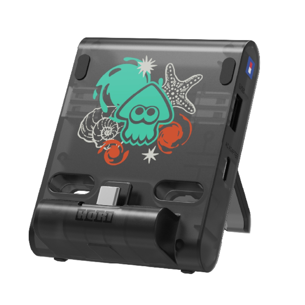 HORI Splatoon Raiders 桌面模式便攜式 USB 集線器支架（2-Port）for Nintendo Switch 2 NSX‑242A｜官方授權｜桌面模式更穩定｜雙 USB 擴充｜香港行貨