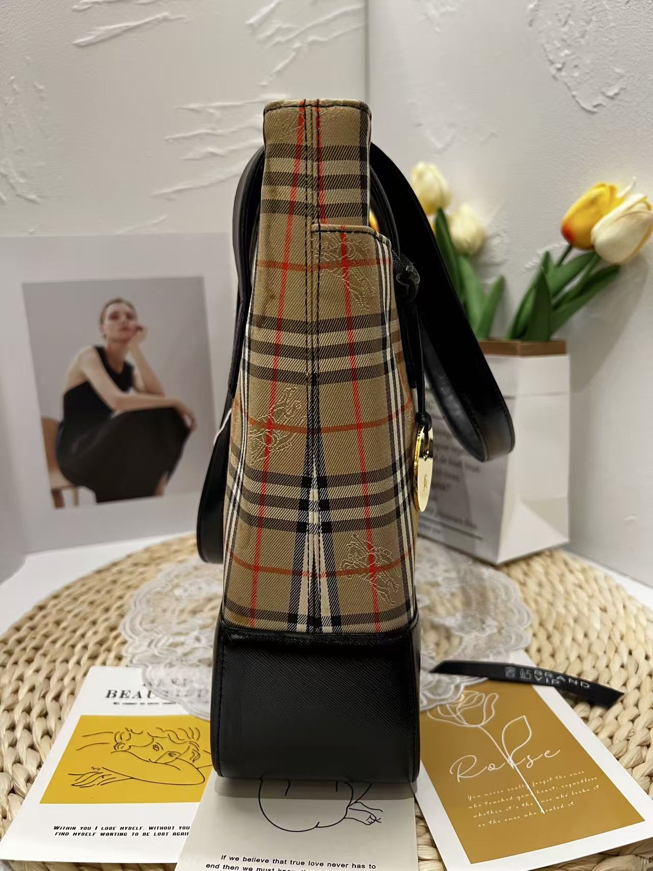 Burberry Vintage Haymarket Check Tote